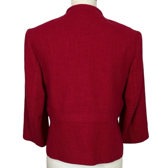 Talbots Mulberry Red Textured Button Front Blazer Jacket Tortoise Buttons Size 8 - Picture 2 of 6